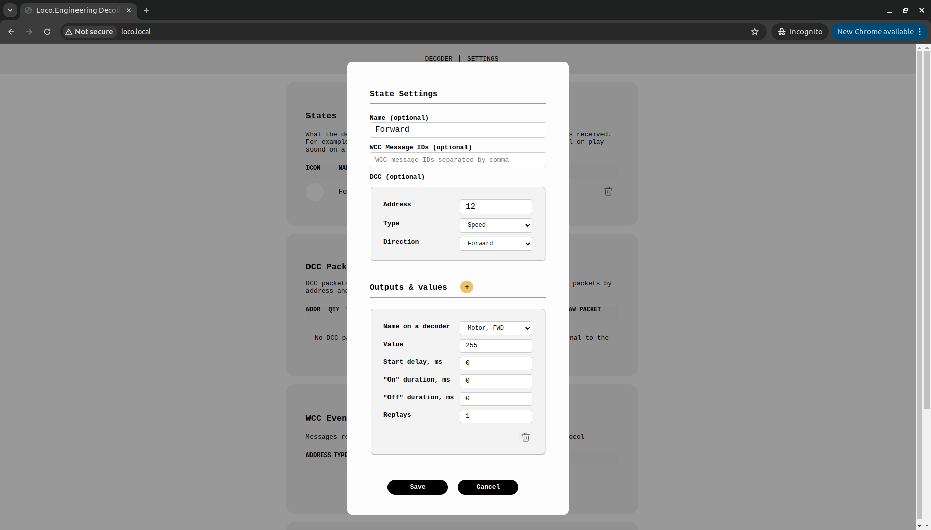 Control model trains over WiFi - Web App Screenshot