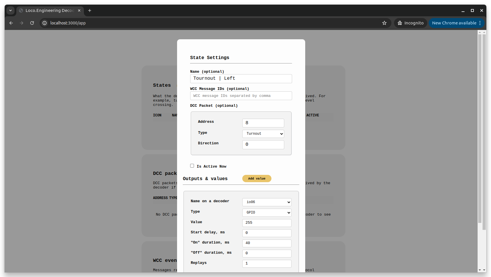 Schematic - Wireless DCC decoder - Web App Screenshot 