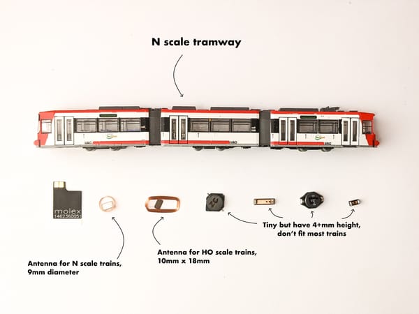 L.E. v 0.9 | Small NFC antennas that fit N gauge trains